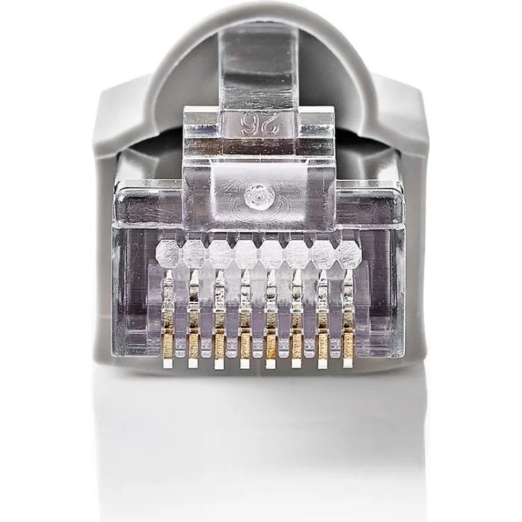 Nedis RJ45-Stecker - Stecker - Solid UTP CAT5 - gerade - Vergoldet - 10 Stück - PVC - Grau - Transparent - Box