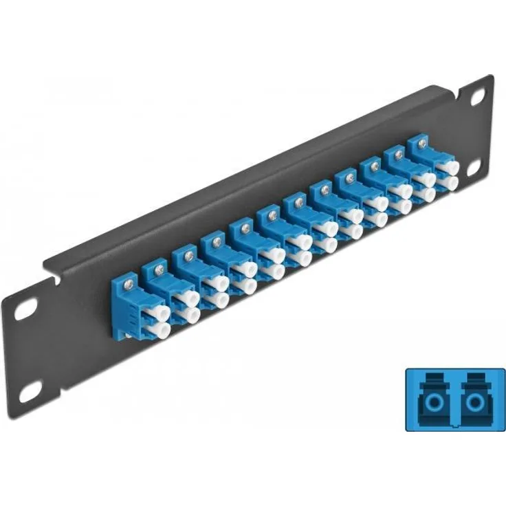 Delock - Patch Panel - Rack montierbar - LC SM X 12 - Schwarz, Blau - 1U - 25,4 cm (10'') (66765)