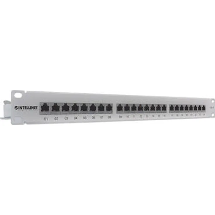 Intellinet 24-Port Cat6 Patchpanel, geschirmt, FTP, 1 HE, Klemmleisten mit 90 Grad abgewinkelten