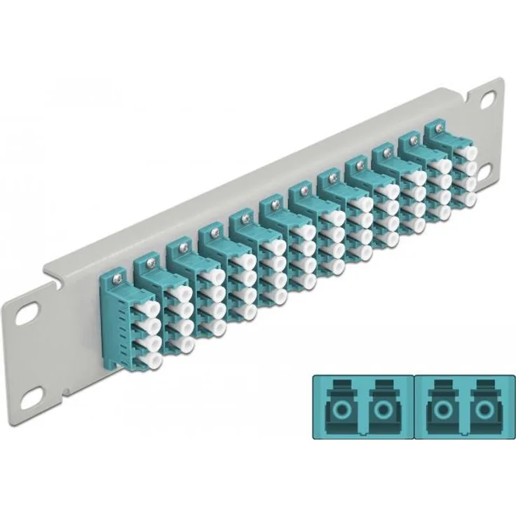 Delock - Patch Panel - Schrankmontage - LC MM X 48 - Grau, Aquamarin - 1U - 25,4 cm (10'') (66799)
