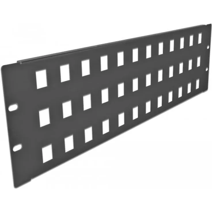 Delock - Patchpanel (Blindblech) - snap-in mounting - Rack montierbar - Schwarz - 3U - 48.3 cm (19'') - 48 Ports (66838)