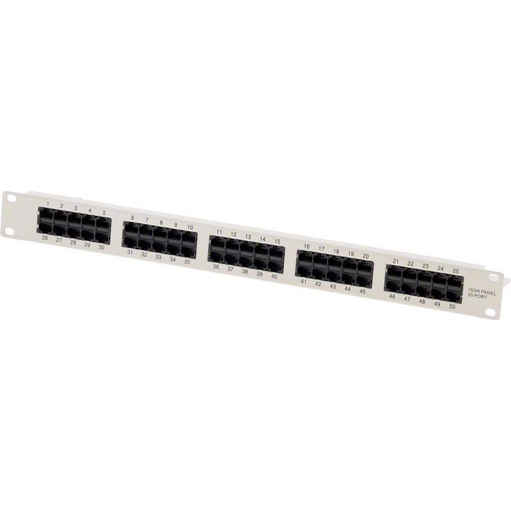 Helos Patchfeld Cat 3 ISDN 19'' 1HE 50 Port hellgrau