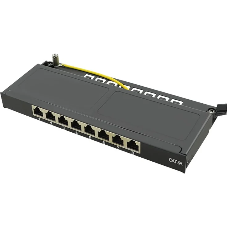 Logilink Cat.6A Mini Patchpanel 8-Port geschirmt Desktop schwarz 0,5 HE – Bild 4