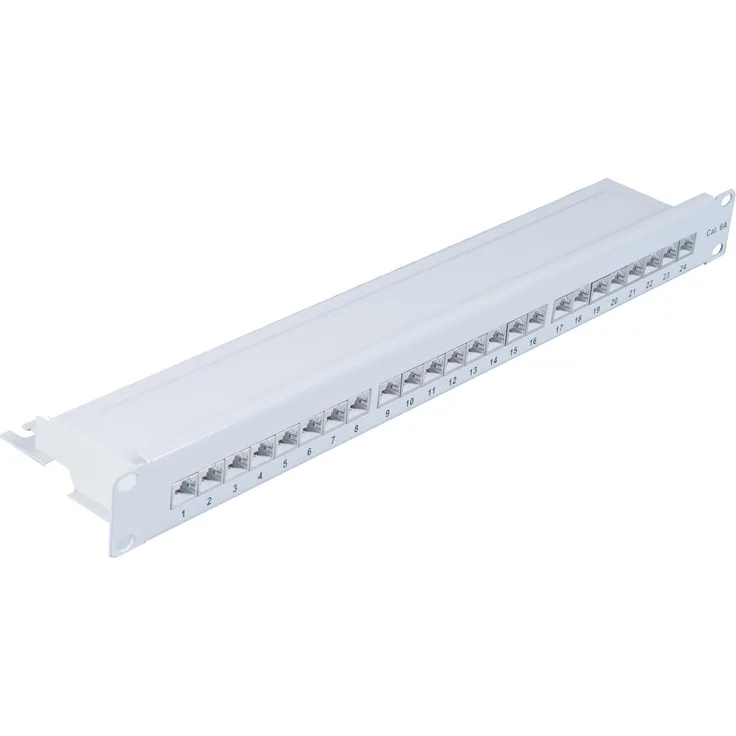 shiverpeaks -BASIC-S-Patchpanel- Patchfeld Cat.6A, geschirmt 500 MHz , Rackeinbau 48,3 cm (19'' ) 24-Port lichtgrau (BS75078)