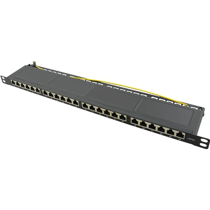LogiLink Cat.6A Patchpanel 24 Ports geschirmt 19 Zoll Einbau nur 0,5 HE schwarz Verteilerfeld halbe Bauhöhe – Bild 2