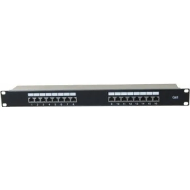 Patchfeld, Cat 6, 16 Port, STP, 1 HE, 48,30cm (19''), schwarz Cat 6 Patchfeld mit 16 Ports (257309)