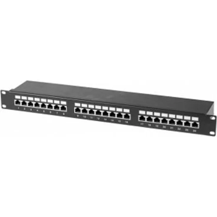 Patchfeld, Cat 6, 24 Port, STP, 1 HE, 48,30cm (19''), schwarz Cat 6 Patchfeld mit 24 Ports (257310)