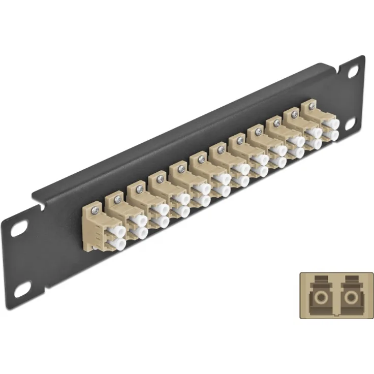 Delock - Patch Panel - Schrankmontage - LC Duplex MM X 12 - Schwarz, beige - 1U - 25,4 cm (10'') (66767)