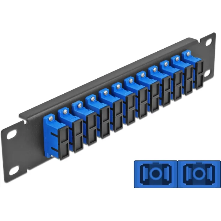 Delock - Patch Panel - Rack montierbar - SC Duplex SM X 12 - Schwarz, Blau - 1U - 25,4 cm (10'') (66771)