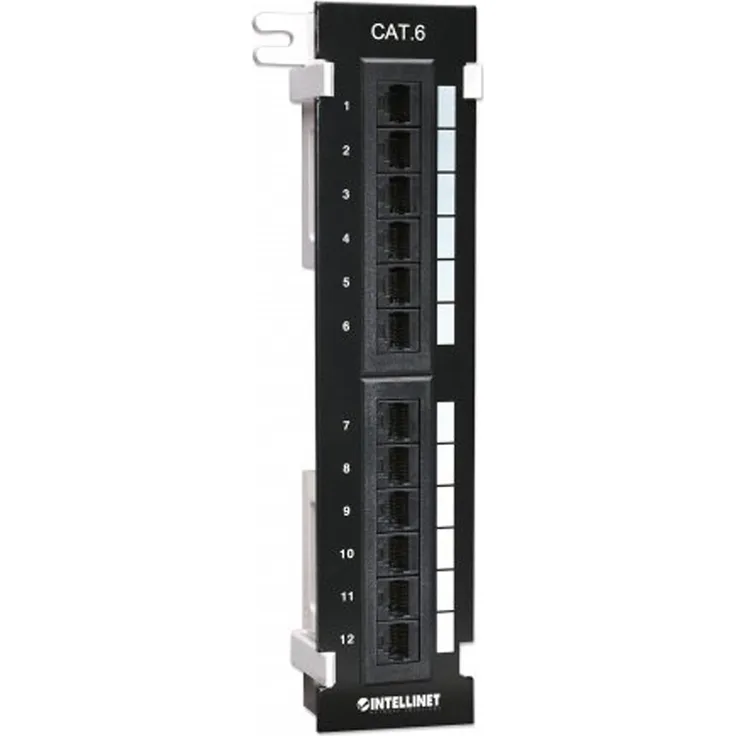 Patchpanel Cat6 UTP 12-Port Wandmontage schwarz