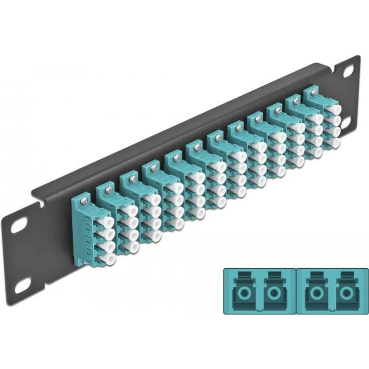 Delock - Patch Panel - Schrankmontage - LC MM X 48 - Schwarz, Aquamarin - 1U - 25,4 cm (10'') (66779)