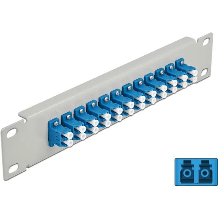 Delock - Patch Panel - Schrankmontage - LC SM X 24 - Grau, Blau - 1U - 25,4 cm (10'') (66786)
