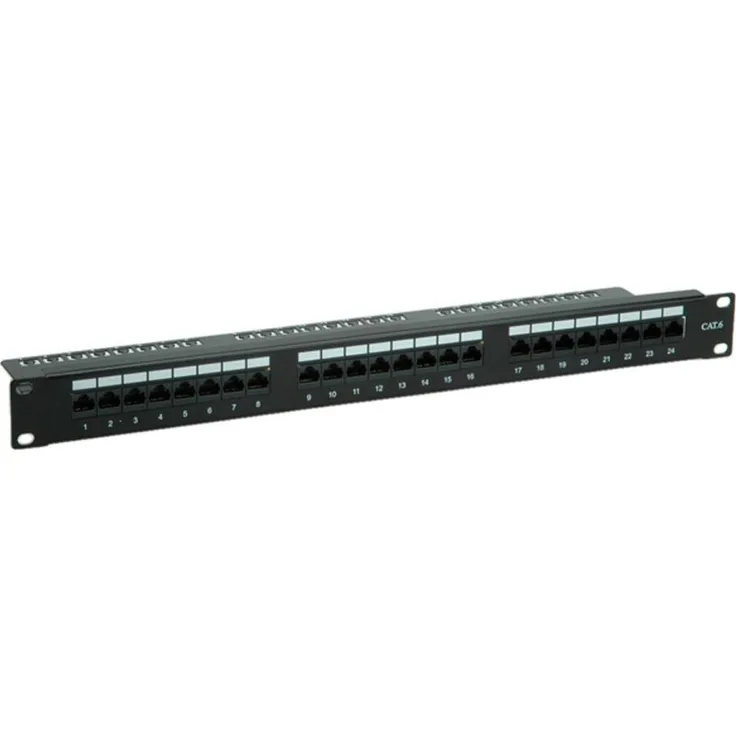 VALUE Kat.6 (Class E) 19''-Patchpanel, 24P, ungeschirmt, schwarz