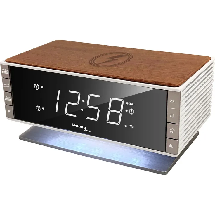 TechnoLine WT487, Radiowecker, weiß/braun/silber, (UKW (FM)) 