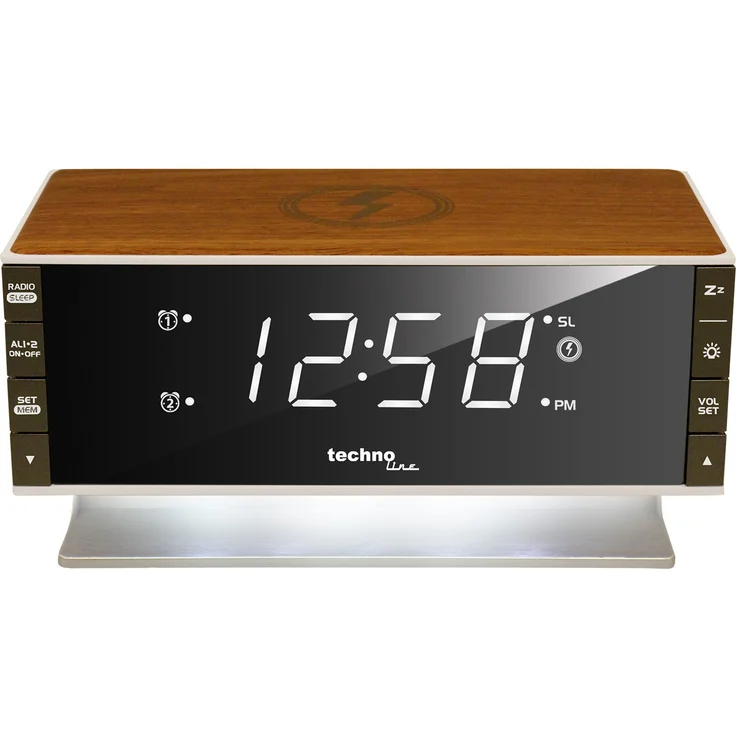 TechnoLine WT487, Radiowecker, weiß/braun/silber, (UKW (FM))  – Bild 2