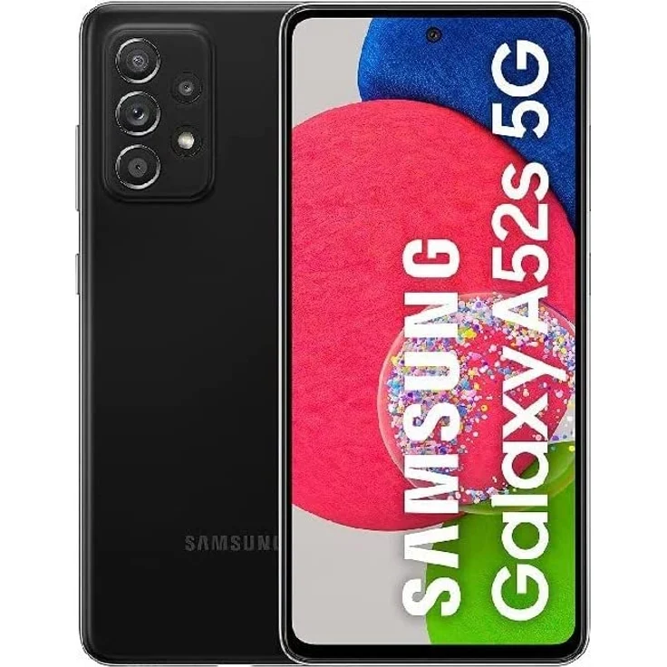 Samsung Galaxy A52s 5G Smartphone 16,51cm (6,5 Zoll) AMOLED-Display, 128GB interner Speicher, 6GB RAM, Android 11, Awesome Black – Bild 1
