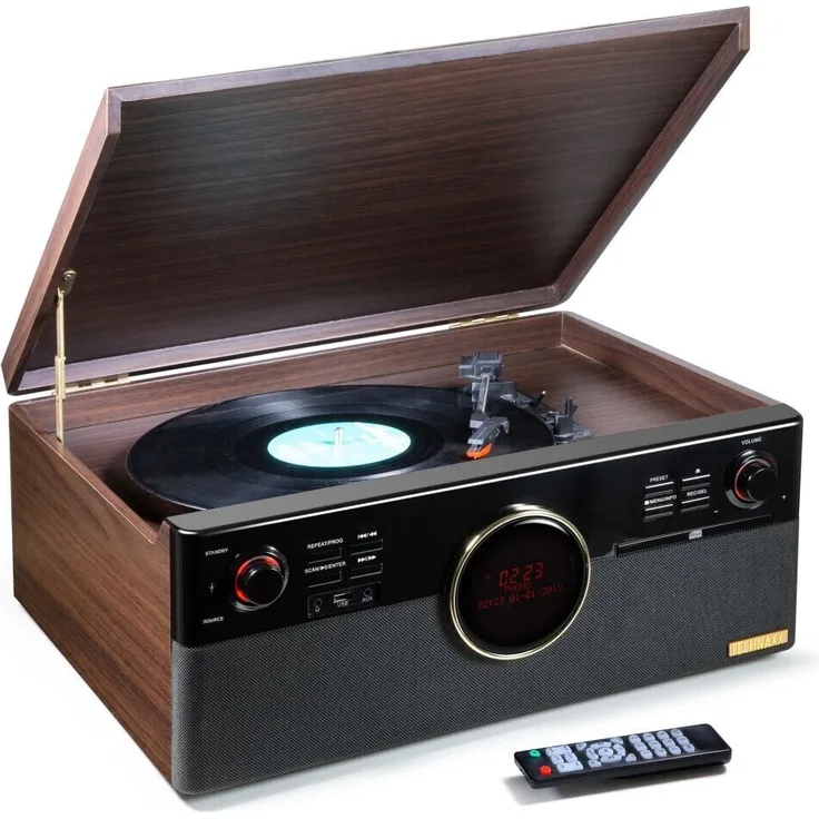 Technaxx TX-137 USB-Plattenspieler Riemenantrieb Braun (Edelholzoptik matt)