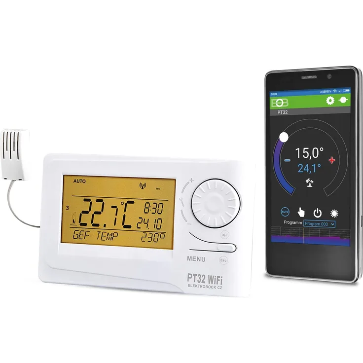 ElektroBock EB PT32 WiFi - Raumthermostat mit WiFi Modul, programmierbar, weiß