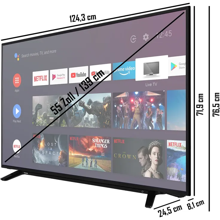 Toshiba 55UA2063DG 139 cm (55 Zoll) LED Smart TV (Ultra HD, HDR, Direct-LED) HD-Triple-Tuner (Sat, Antenne, Kabel) Modelljahr 2021 Energieklasse G (DE-Modell) – Bild 3