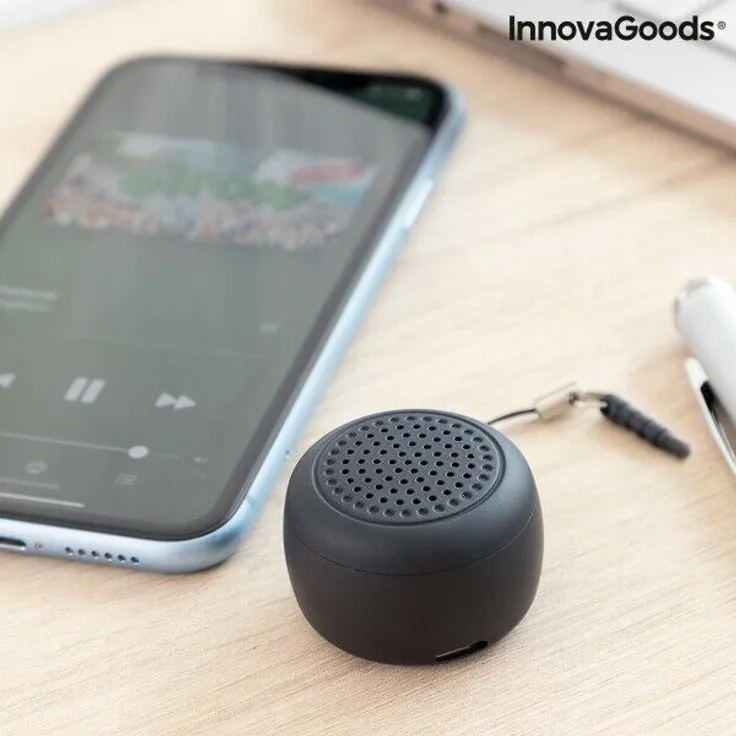 InnovaGoods Wiederaufladbarer Tragbarer Wireless Mini-Lautsprecher, schwarz