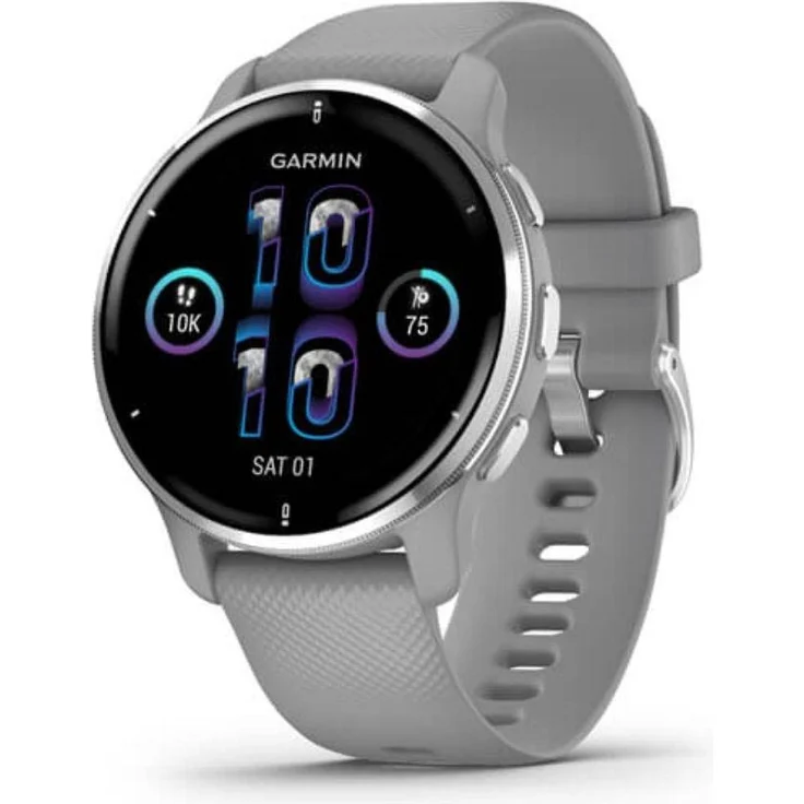 Garmin Venu 2 Plus Smartwatch GPS, Unisex, 43 mm, Edelstahl, Polymergehäuse, Silikon, Silber/Grau – Bild 2