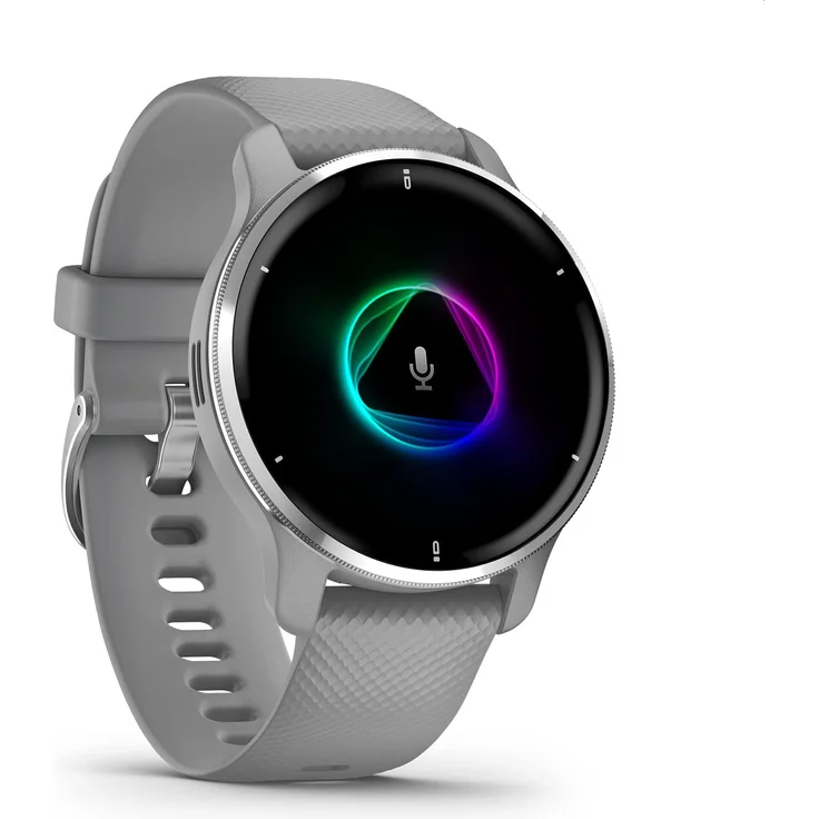 Garmin Venu 2 Plus Smartwatch GPS, Unisex, 43 mm, Edelstahl, Polymergehäuse, Silikon, Silber/Grau – Bild 1