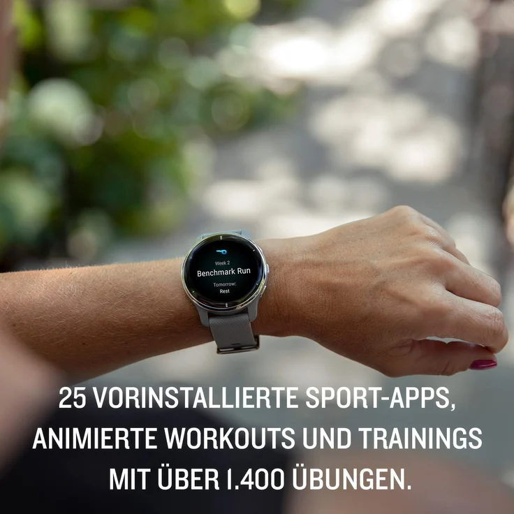 Garmin Venu 2 Plus Smartwatch GPS, Unisex, 43 mm, Edelstahl, Polymergehäuse, Silikon, Silber/Grau – Bild 9