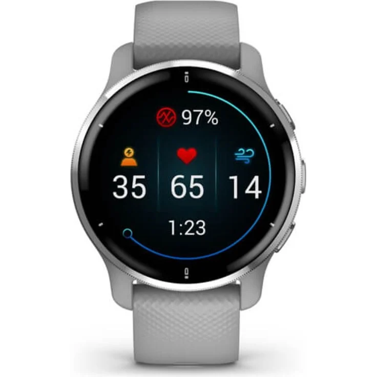 Garmin Venu 2 Plus Smartwatch GPS, Unisex, 43 mm, Edelstahl, Polymergehäuse, Silikon, Silber/Grau – Bild 5