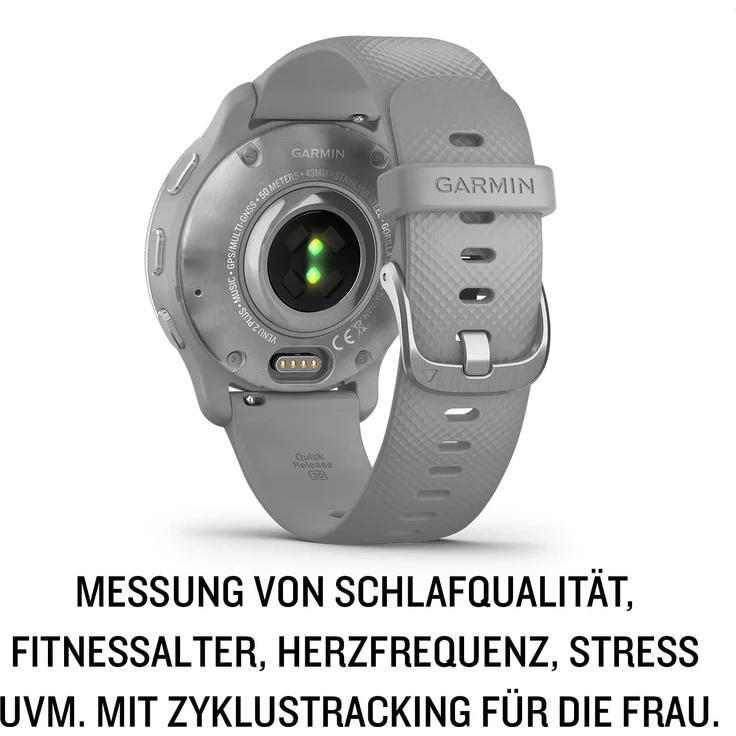 Garmin Venu 2 Plus Smartwatch GPS, Unisex, 43 mm, Edelstahl, Polymergehäuse, Silikon, Silber/Grau – Bild 8