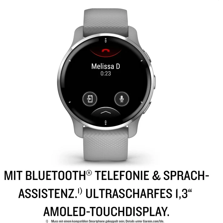 Garmin Venu 2 Plus Smartwatch GPS, Unisex, 43 mm, Edelstahl, Polymergehäuse, Silikon, Silber/Grau – Bild 6