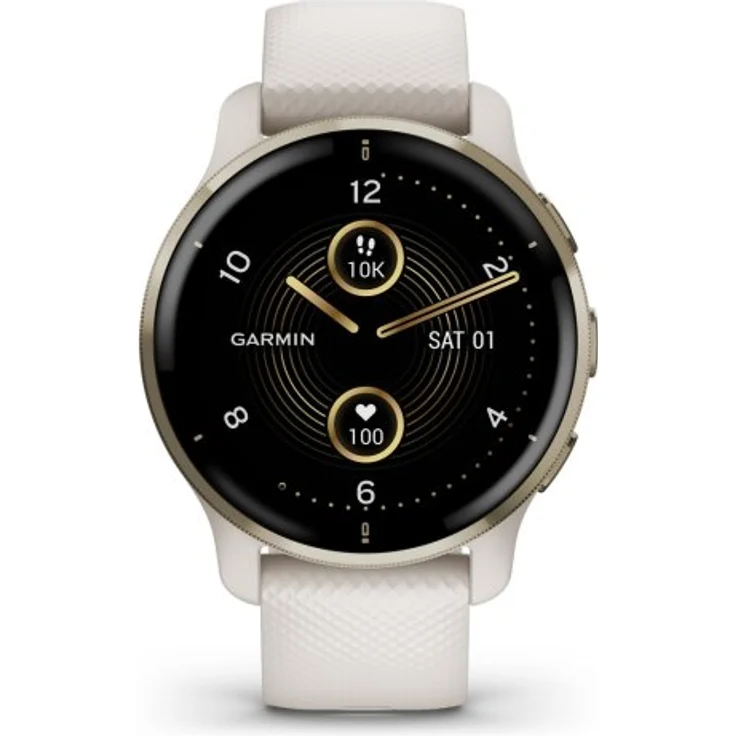 Garmin Venu 2 Plus Smartwatch GPS, Damen, 43 mm, Edelstahl, Polymergehäuse, Silikon, Gold/Elfenbein – Bild 8