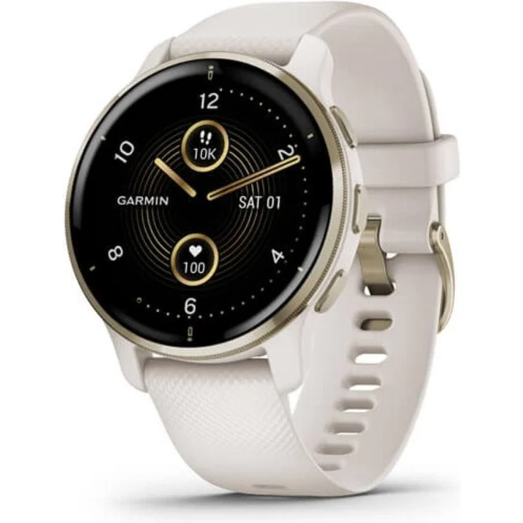 Garmin Venu 2 Plus Smartwatch GPS, Damen, 43 mm, Edelstahl, Polymergehäuse, Silikon, Gold/Elfenbein – Bild 7