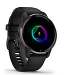 Garmin Venu 2 Plus Smartwatch GPS, Unisex, 43 mm, Edelstahl, Polymergehäuse, Silikon, Schwarz/Schiefergrau