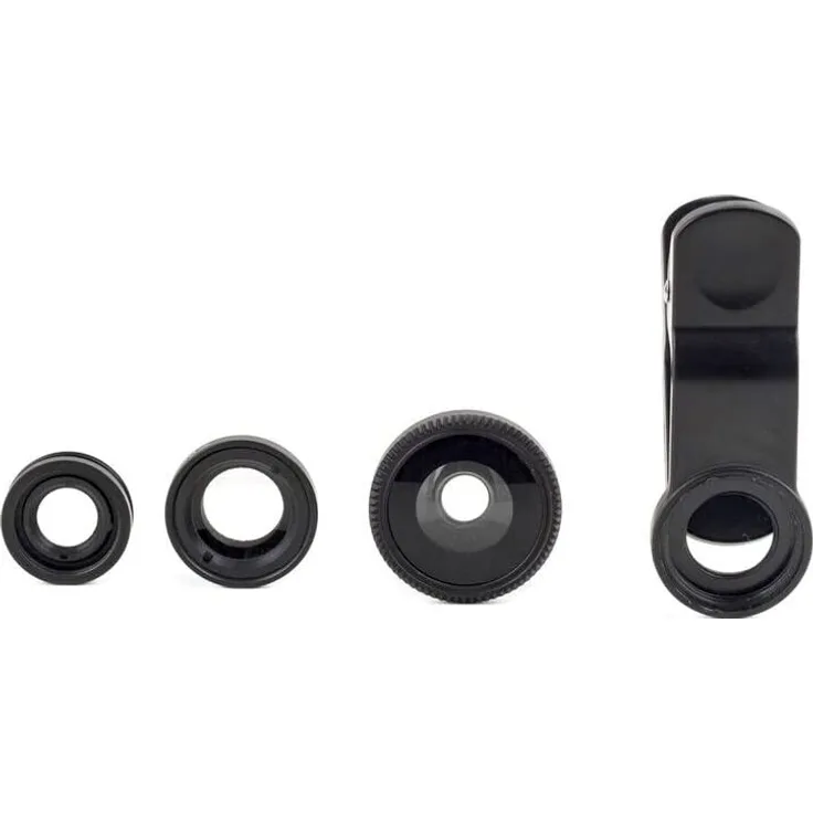 Kikkerland Smartphone-Linsen-Set Aluminium schwarz 3-teilig