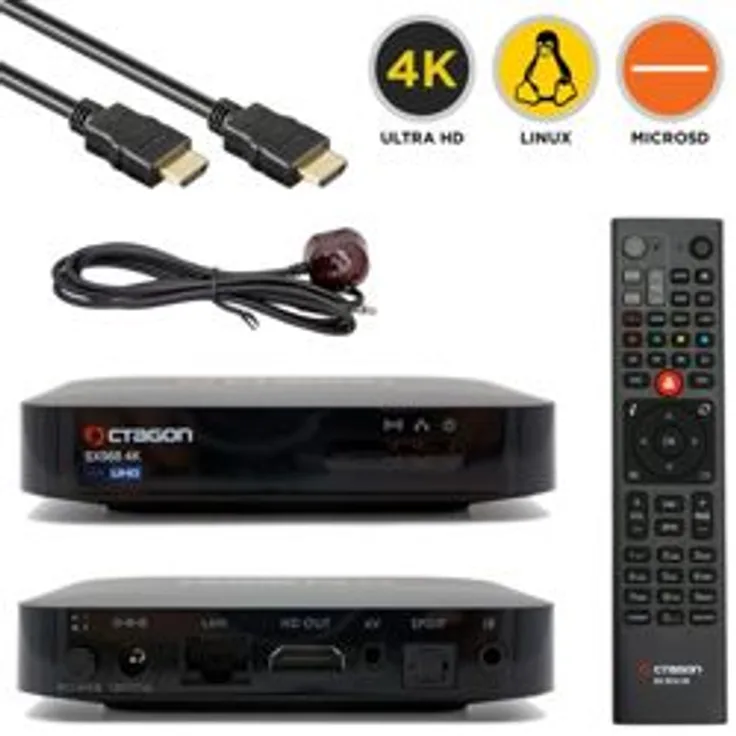 Octagon SX988 4K UHD Linux E2 IP-Receiver mit 300 MBit-s WLAN Stick H.265, LAN, HDMI, USB