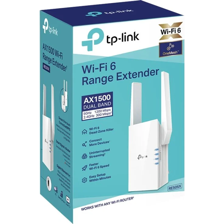 TP-Link RE505X WiFi 6 WLAN Verstärker Repeater AX1500 (Dualband 1200 MBit/s 5GHz + 300 MBit/s 2,4 GHz, Gigabit Port, maximale Abdeckung, kompatibel zu allen WLAN Routern, Hochgeschwindigkeitsmodus) Weiß – Bild 4