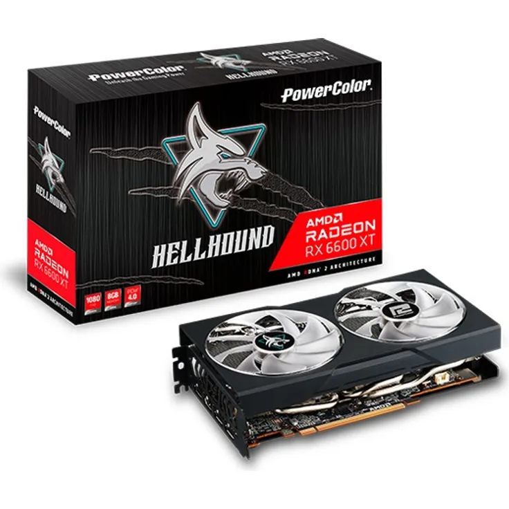 PowerColor Radeon RX 6600 XT Hellhound, 8GB GDDR6, HDMI, 3x DP (AXRX 6600XT 8GBD6-3DHL/OC)