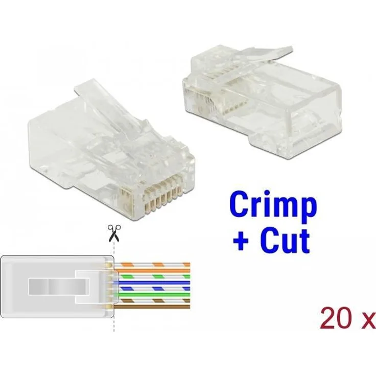 DeLOCK - Netzwerkanschluss - RJ-45 (S) - UTP - 5 - 6,5 mm - CAT 5e - durchsichtig (Packung mit 20) (86451)