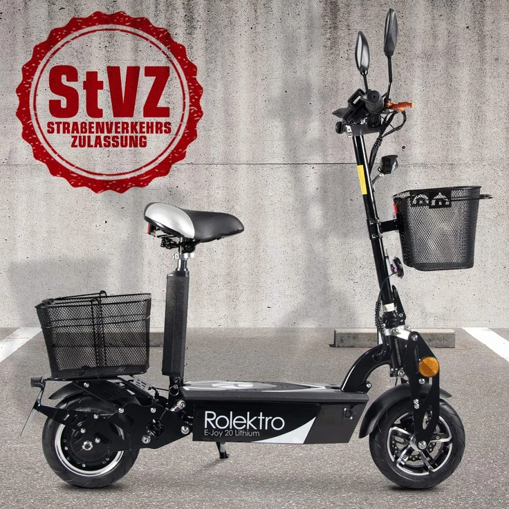 Rolektro E-Joy 20 E-Scooter, mit Straßenzulassung, Schwarz, 20 km/h – Bild 7