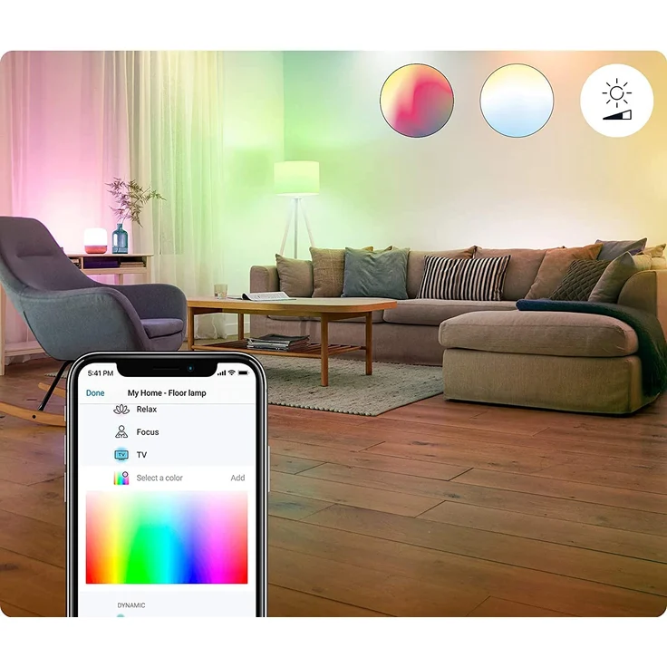 WiZ Smarte Full Color RGB LED Lampe, E27 Standardform, 60 W, 16 Mio. Farben, steuerbar über WiZ App oder WiZ Click – Bild 3