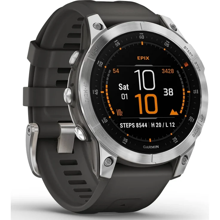Garmin epix 2 Smartwatch GPS, Unisex, 47mm, Polymergehäuse mit Rückseite aus Stahl, Silikonarmband, Schiefergrau/Silber (010-02582-01) – Bild 8