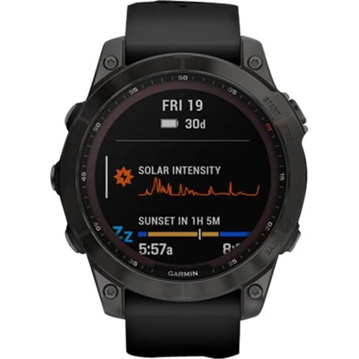 Garmin fenix 7 Sapphire Solar Smartwatch GPS, Unisex, 47mm, Titangehäuse, Silikonarmband, Schiefergrau/Schwarz (010-02540-21) – Bild 8