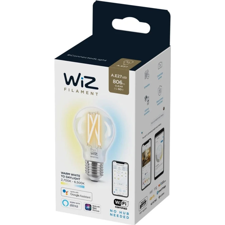 WiZ WiFi-LED-Glühlampe, dimmbar, Weiß, A60, 60 W, E27, 2700-6500 K, 6,7 W (entspricht 60 W) – Bild 7