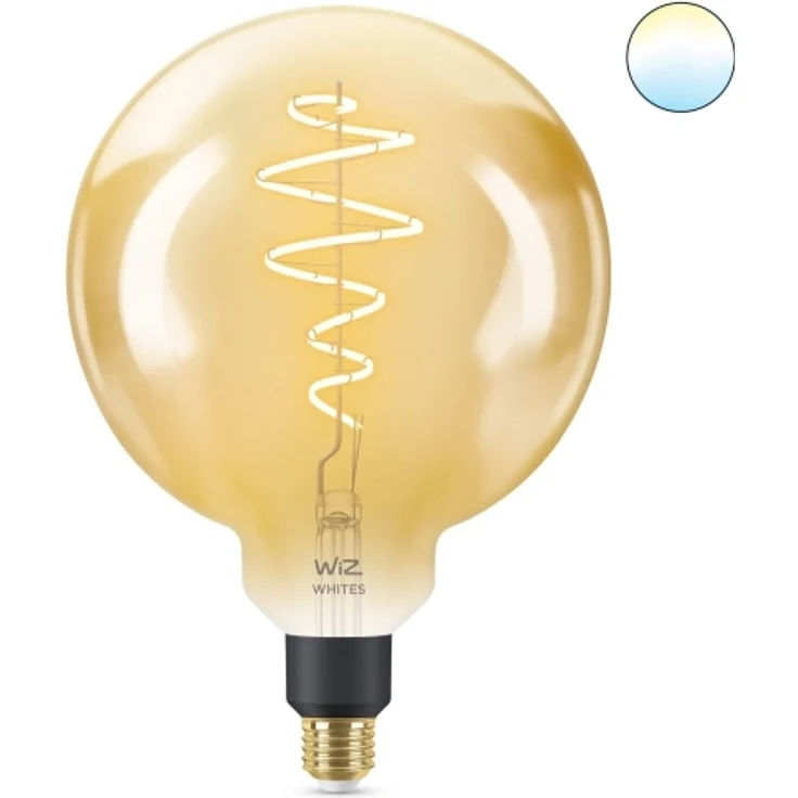 WiZ Smarte Tunable White Amber Glass LED Lampe, E27 Globeform, 25 W, Vintage-Design, warmweißes bis kaltweißes Licht, steuerbar über WiZ App oder WiZ Click (929003018101) – Bild 3