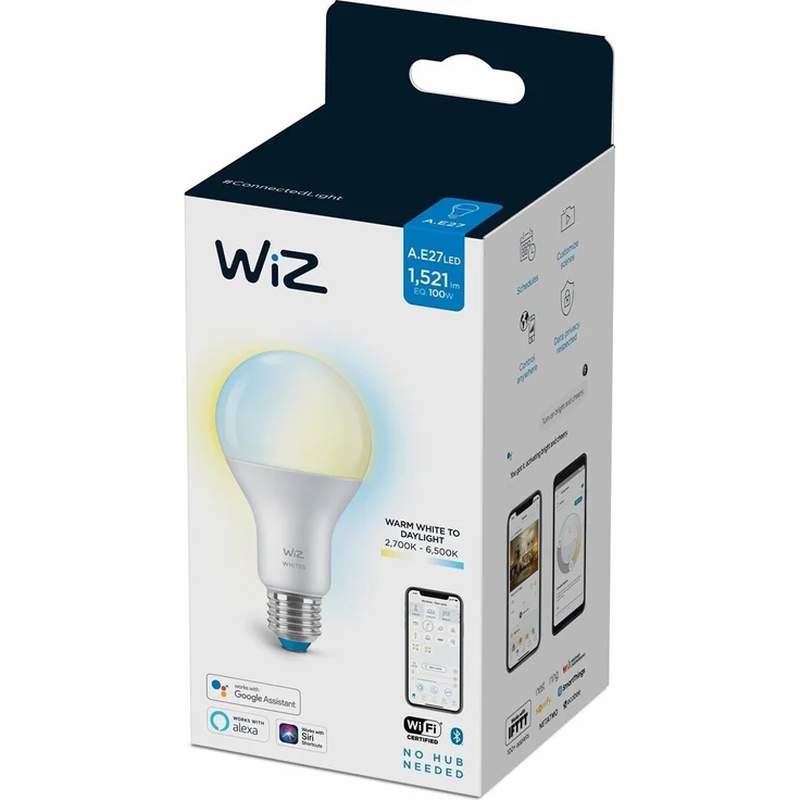 WiZ Tunable Whites WiFi und Bluetooth LED-Leuchtmittel, dimmbar, A67, 100 W, E27, 2700 - 6500 K, 13 W (entspricht 100 W) – Bild 2