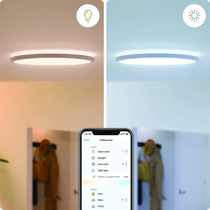 WiZ SuperSlim Ceiling LED-Deckenleuchte, 14 W, 27-65 K, Tunable White, rund, weiß – Bild 3