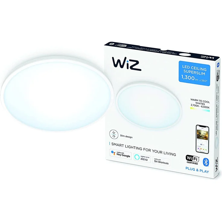 WiZ SuperSlim Ceiling LED-Deckenleuchte, 14 W, 27-65 K, Tunable White, rund, weiß – Bild 1