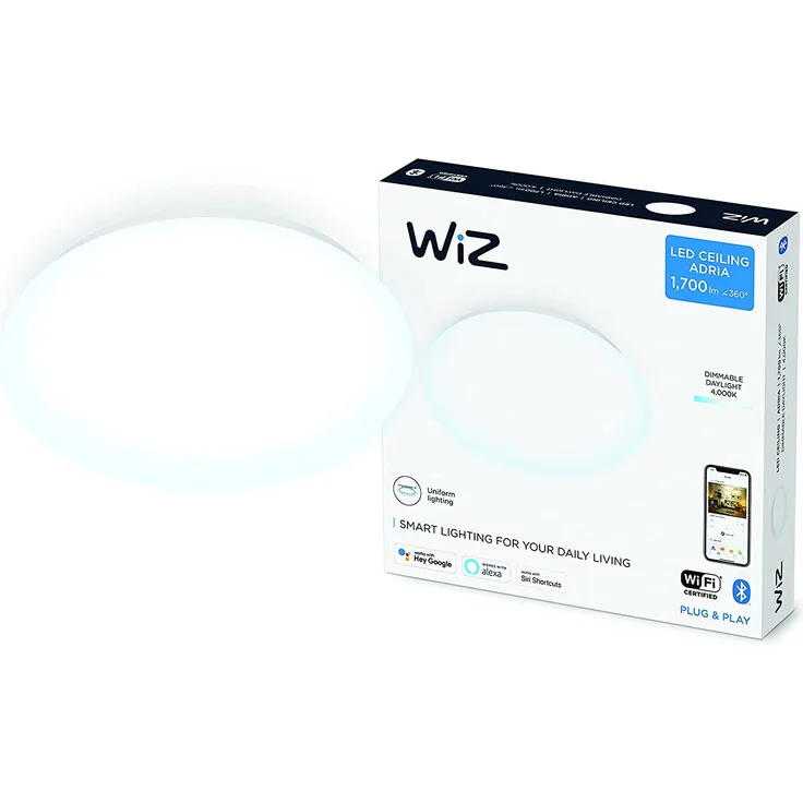 WiZ Adria Ceiling LED-Deckenleuchte, 4000 K, dimmbar, 12 W, warmweiß, rund