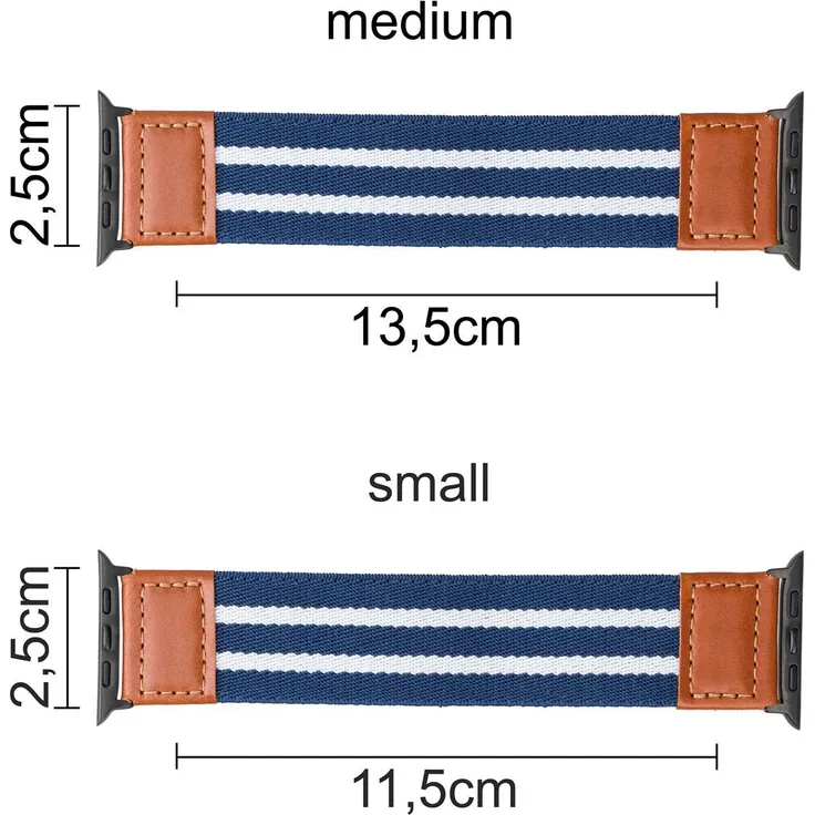 Solo Loop Armband für Apple Watch elastisches Uhren-Armband (Blau-Weiß) Medium