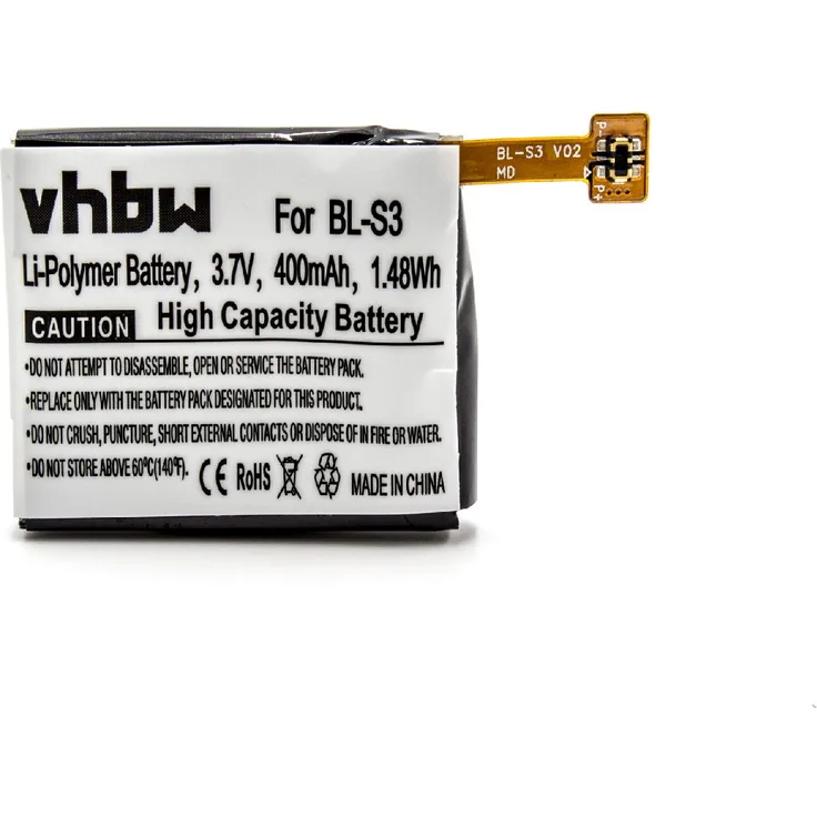 VHBW Akku für LG G Watch R W110 Li-Polymer 400mAh (3.7V) für Smartwatch Uhr Fitnessarmband ersetzt LG BL-S3, EAC62618501 Batterie